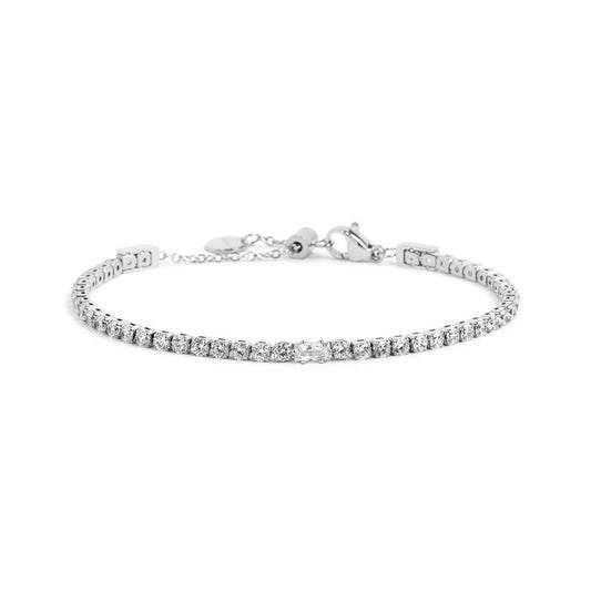 Bracciale tennis SW BIANCHI 2,5mm con zircone BIANCO centrale ( BASE BIANCA o GIALLA )