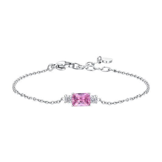 BRACCIALE DONNA IN ACCIAIO CON ZIRCONI ROSA E BIANCHI