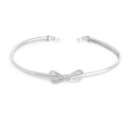 Bracciale rigido infinito con zirconi bianchi