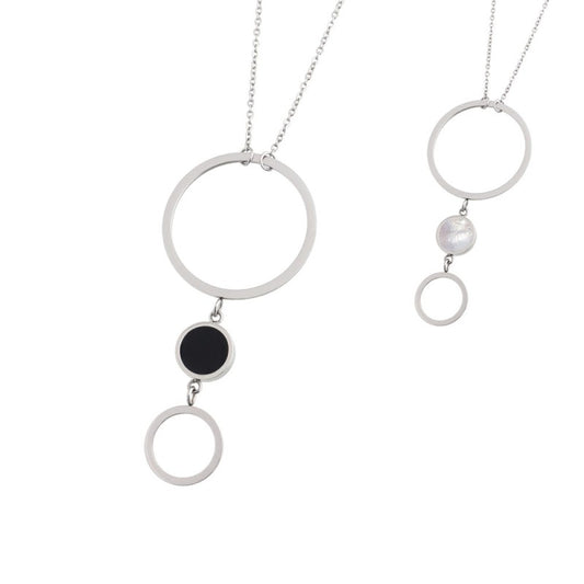 Collana con cerchio acrilico e madreperla (BASE BIANCA)