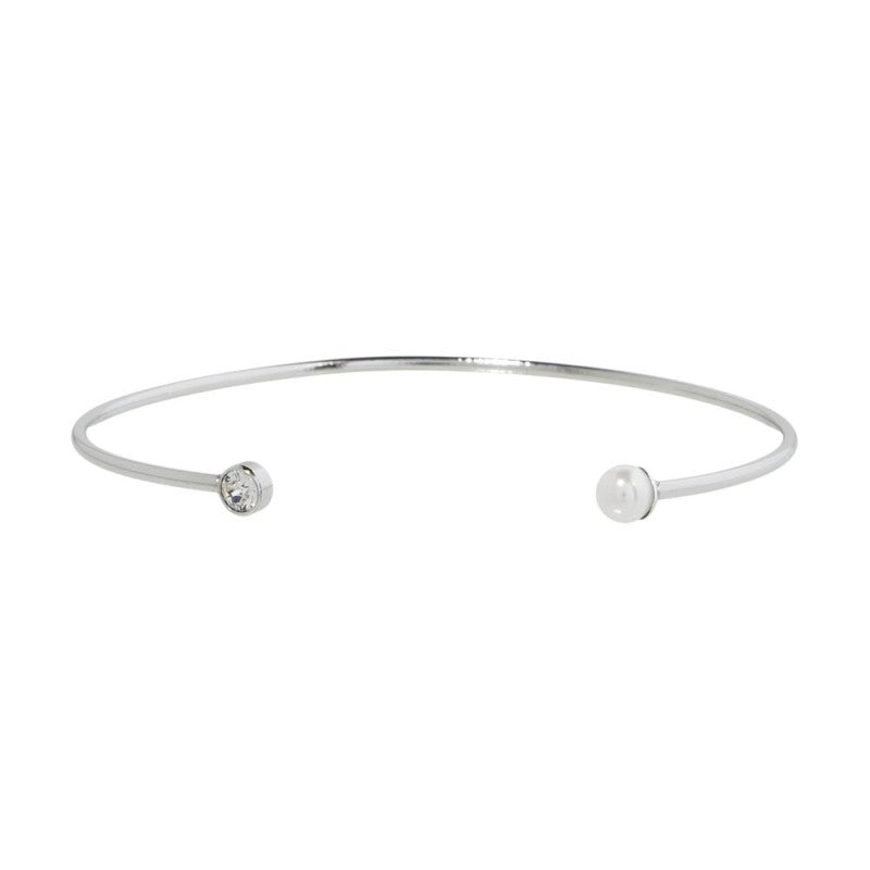 Bracciale rigido con perla (BASE BIANCA)