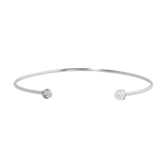Bracciale rigido con perla (BASE BIANCA)
