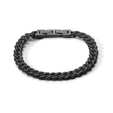 BRACCIALE GRUMETTA CON ZIRCONI NERI E BASE ARGENTO NERA