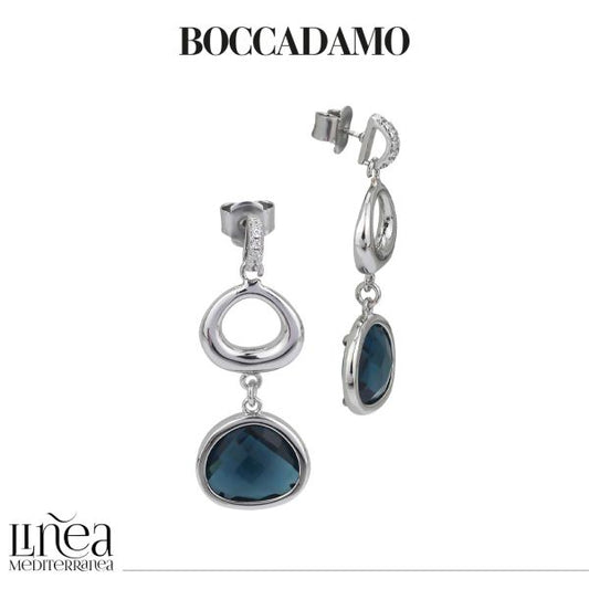 Orecchini con pendente e cristallo color blu montana