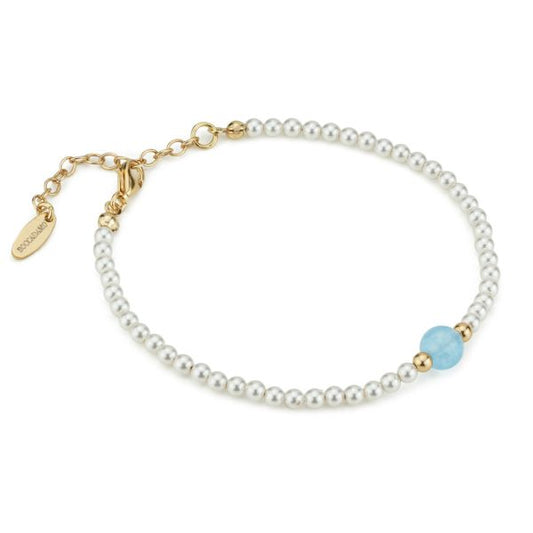 BRACCIALE PERLE CON CENTRALE TURCHESE DORATO