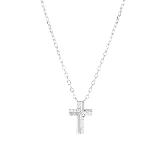 Collana Croce Piccola con Zirconi Bianchi