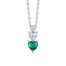 COLLANA DONNA IN ACCIAIO CON CUORI CON ZIRCONI BIANCHI E VERDI