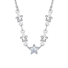 COLLANA IN ACCIAIO CON STELLE E ZIRCONI BIANCHI