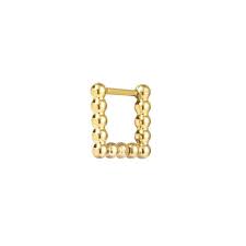 Orecchino quadrato 1,1 cm trama con sfere GIALLO