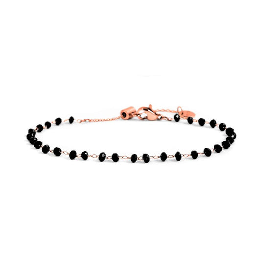 Bracciale cristalli sfaccettati NERI (BASE ROSA )
