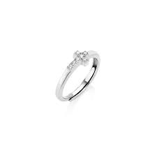 Anello Croce Piccola con Zirconi Bianchi