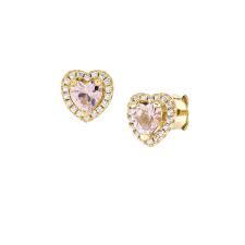 Orecchini Dorati Dolce Cuore Rosa Morganite