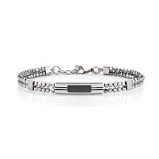 Bracciale in Acciaio Lucido con Ematite