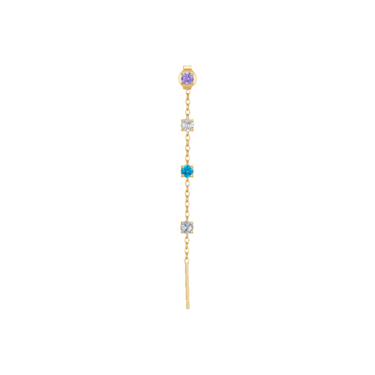 MONO ORECCHINO DONNA IN ACCIAIO IP GOLD CON CRISTALLI MULTICOLOR