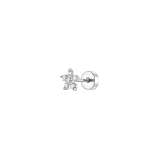 PIERCING ORECCHIO DONNA IN ACCIAIO FORMA FIORE PETALI ZIRCONI BIANCHI