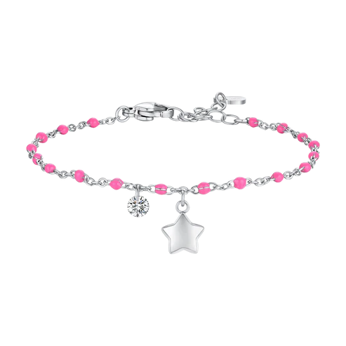 BRACCIALE CON PALLINE FUCSIA E STELLA E SW  PENDENTE