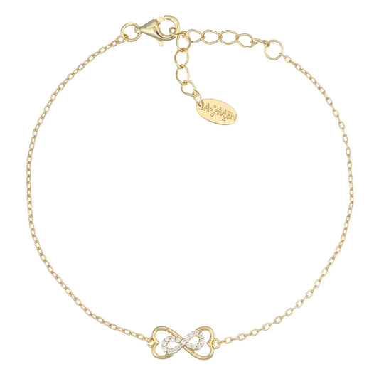 Bracciale Dorato Cuori e Infinito con Zirconi Bianchi