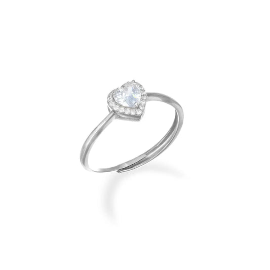 Anello Regolabile Diamonds Cuore Bianco