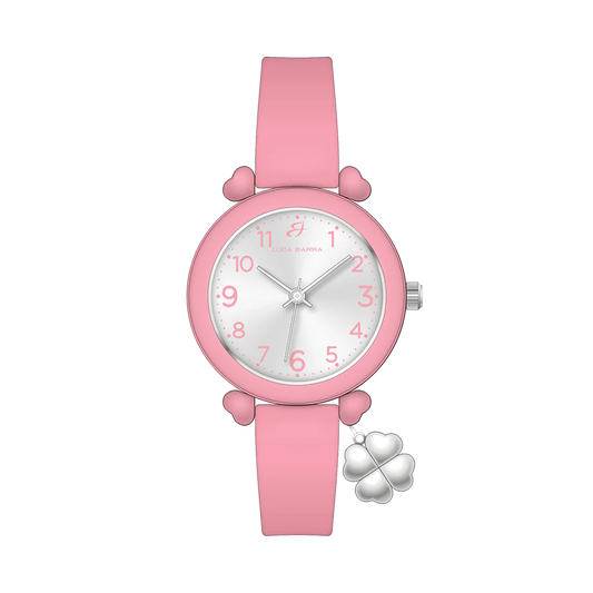 OROLOGIO DONNA ROSA CON CHARM QUADRIFOGLIO