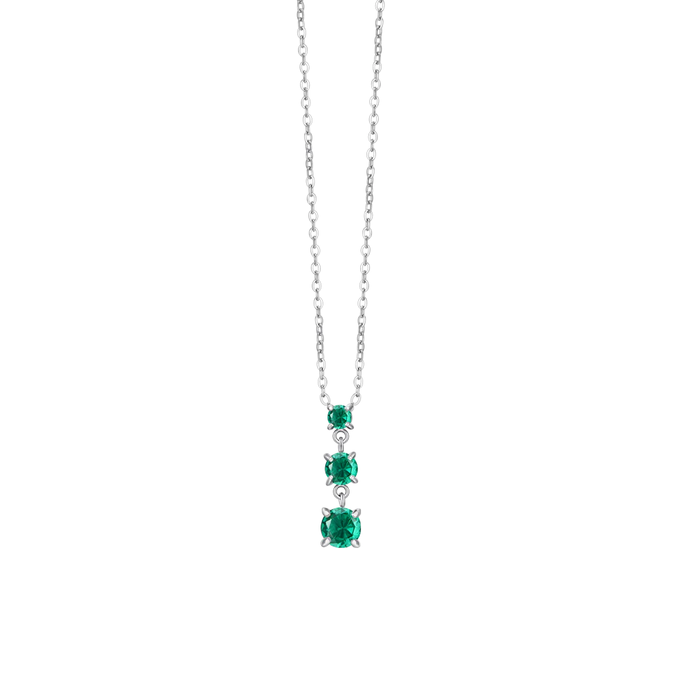 COLLANA DONNA IN ACCIAIO CON ZIRCONI VERDI