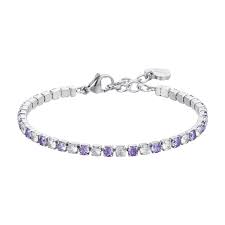 BRACCIALE TENNIS DONNA CRISTALLI VIOLA E BIANCHI