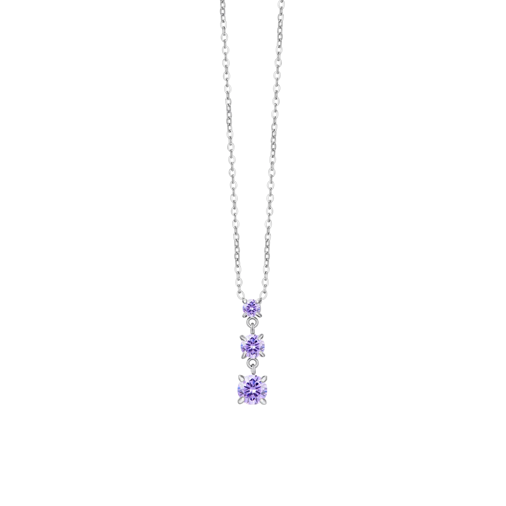 COLLANA DONNA IN ACCIAIO CON ZIRCONI VIOLA