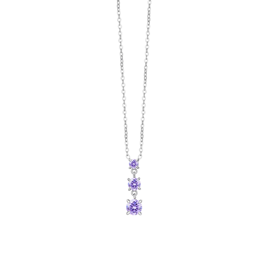 COLLANA DONNA IN ACCIAIO CON ZIRCONI VIOLA