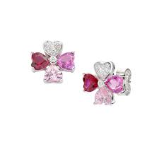 ORECCHINI QUADRICUORE MULTICOLORE FUXIA