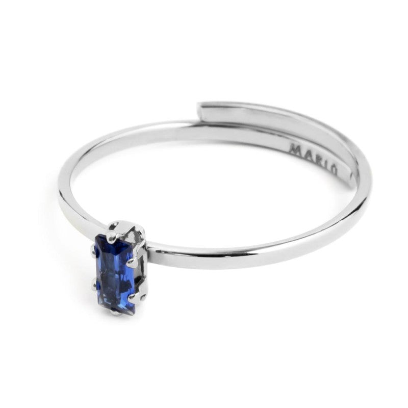 Anello con zircone baguette BLU (BASE BIANCA)