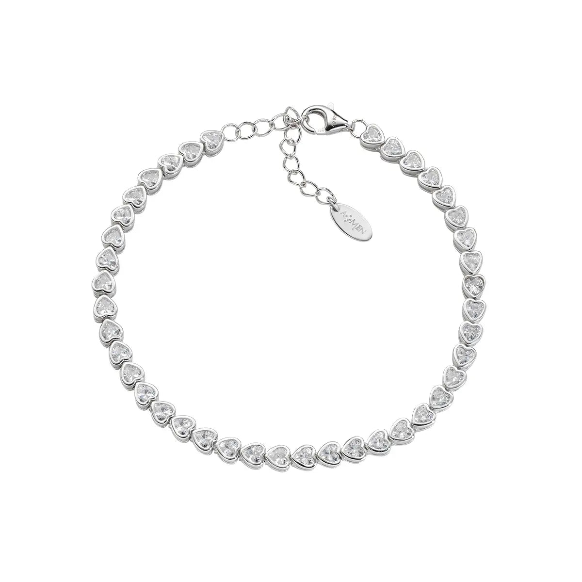 Bracciale Tennis Diamonds con Cuori Bianchi