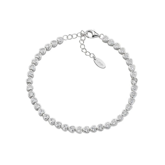 Bracciale Tennis Diamonds con Cuori Bianchi
