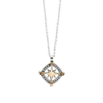 COLLANA CON ROSA DEI VENTI E ZIRCONI NERI