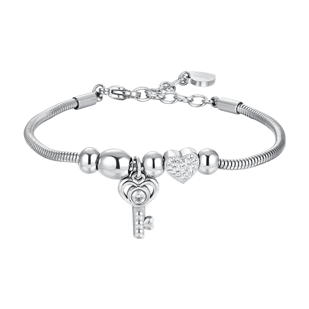 BRACCIALE DONNA IN ACCIAIO CHIAVE E CRISTALLI