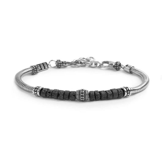 BRACCIALE CON CATENA SNAKE + PIETRA LAVICA