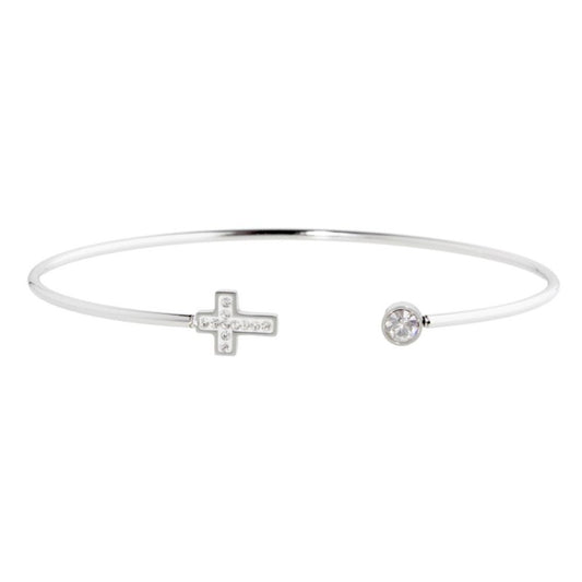 Bracciale rigido croce con cristalli