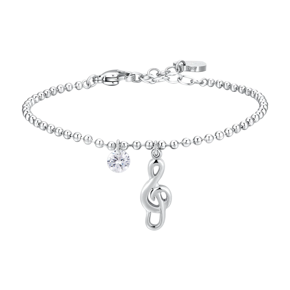 BRACCIALE DONNA IN ACCIAIO CON NOTA MUSICALE E ZIRCONE BIANCO