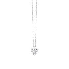 COLLANA DONNA IN ACCIAIO CON CUORE CON ZIRCONI BIANCHI