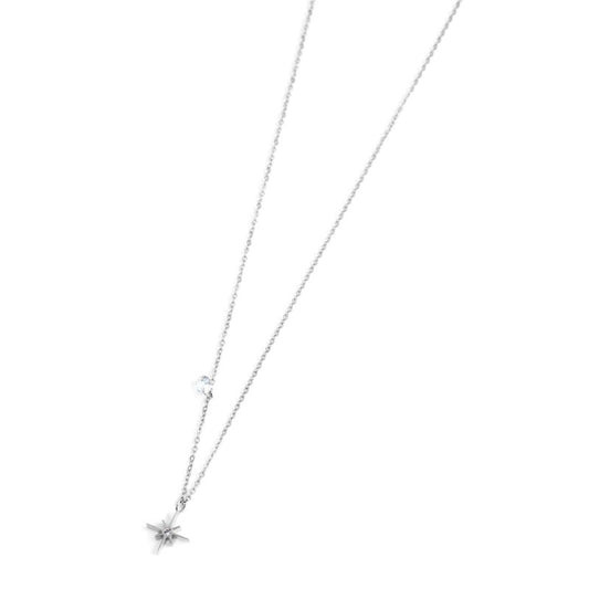 Collana rosa dei venti pendente 10mm e zircone (BASE BIANCA)