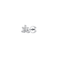PIERCING ORECCHIO DONNA IN ACCIAIO VENTAGLIO FIORE CON ZIRCONI BIANCHI