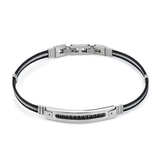 Bracciale uomo con doppio cordino nero