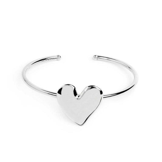 BRACCIALE RIGIDO CON CUORE IRREGOLARE BIANCO