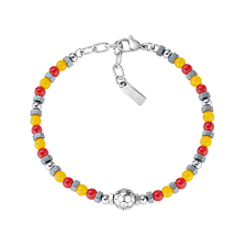 Bracciale Tifoso Giallo Rosso in Acciaio con Pallone