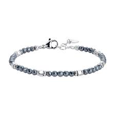 BRACCIALE ACCIAIO BAMBINO CON PIETRE SFACCETTATE GRIGE