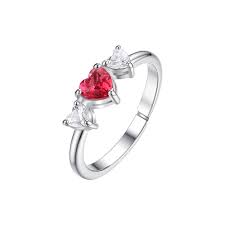 ANELLO CUORI CON CENTRALE CRISTALLO ROSSO