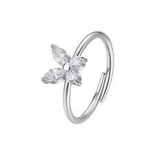 ANELLO DONNA IN ACCIAIO CON FARFALLA E ZIRCONI BIANCHI
