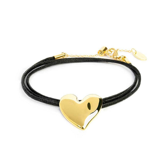 BRACCIALE TRIPLO FILO CON CORDINO CERATO E CUORE GOLD