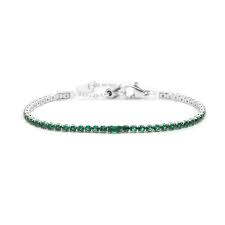 Bracciale tennis 2,5mm con zircone centrale VERDE