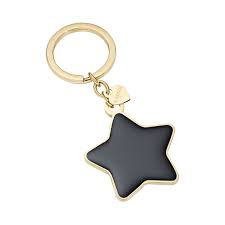 Portachiavi Emotion Stella Nera Dorata con Smalto