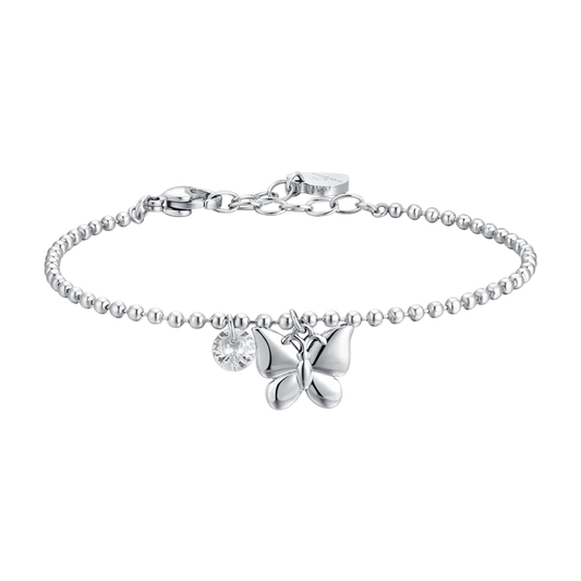 BRACCIALE DONN IN ACCIAIO FARFALLA E ZIRCONE