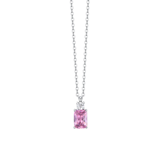 COLLANA DONNA IN ACCIAIO CON ZIRCONI ROSA E BIANCO